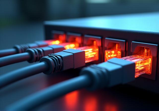 ネットワークハブと接続されたケーブル